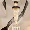 Żyrandole nowoczesne schody sufit krystaliczny żyrandol dekoracja domu luksusowe lampy wiszące w salonie światło czarne zawieszenie luminaire