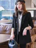 Женские костюмы 2023, простой черный пиджак высокого качества, синий двубортный деловой костюм для работы, коричневый костюм, пальто, винтажное осеннее пальто