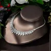 Комплект ожерелья и серег, модные комплекты высшего качества из белого золота с кубическим цирконием, свадебные украшения, комплекты свадебных и серег, аксессуары для вечеринок N-120