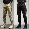 Calças masculinas carga casual para homens corredores techwear vários bolsos trabalho ginásio exército militar tático roupas esportivas ao ar livre