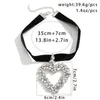 Big Heart Pendant Necklace for Women Black Rope With Full Rhinestone Charm Choker Jewelry On The Neck Party Girls