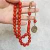 Strand Islamic Rosary Prayer Bead Fashion Red Coral Color Muslim Pärlor Storlek 10mm 33 st Subha Tesbih