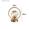 Skrivbordslampor Modern LED Glass Ball Lamp mässing Metal Ring Desk Lamp Decor vardagsrum sovrummet Belysning Fixtur Q231104