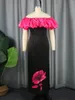 الفساتين غير الرسمية Aomei المرأة الطويلة الحفلات من الكتف الوردة الأسود المرقور الكشكش الأفريقي الأنيق حفل زفاف عيد ميلاد احتفال ماكسي ماكسي
