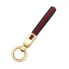 Keychains Classic handstickade läder Keychain Creative Par Schoolbag Key Ring Llaveros Pendant Real Cowhide Car Chain Accessories