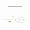 Lampes suspendues en forme d'anneau LED lustre pour salon lumière blanche éclairage décoratif style moderne ligne sens lampe