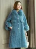 Fur Fur Fur Faux Lamb Coat 2023 Zimowy kołnierz owce Sheeping Slim Longwomen's Women'swomen's