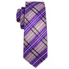 Bow Ties Purple Plaid Men Wedding Tie Silk Necktie For Men Gifts Handkerchief Cufflink Tie Set Barry.Wang Fashion Accessories FA-0457 231102