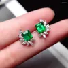 Stud -oorbellen Imitatie Emerald Tourmaline Square Diamond Vrouw