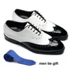 Dress Shoes Formal Oxfords For Men White Black Real Cow Patent Leather Business Lace-up Wingtip Toe Brogue Wedding Mens