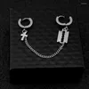 Boucles d'oreilles pendantes de rappeur urbain, 1 pièce, lame en acier inoxydable, chaînes à pampilles croisées, manchette d'oreille pour femmes et filles, Punk KPOP, boucle d'oreille à Clip