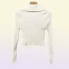 803 2021 Yaz Sonbahar Marka Aynı Stil Üst Uzun Kollu Yakası Beyaz Beyaz Siyah Hırka Moda Kadın Kıyafetler Kazak Kadınlar Bez9095004
