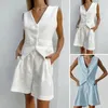 Women's Shorts 2Pcs/Set With Pocket Two Pieces Womenswear Ladies Suit Vest Top Kit Women Waistcoat Daily Wear