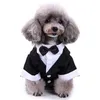 Vestuário para cães smoking roupas formais camisa traje traje de casamento festa laço terno para cães gato roupa aniversário natal animal de estimação