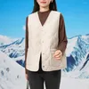 Gilets pour femmes Femmes automne hiver gilet sans manches col en V simple boutonnage épais rembourré chaud couleur unie décontracté coupe-vent doux dame gilet