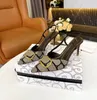 Transparent Women's Sandals Fashion Gold Button Slide Genuine Leather Sewn High Heels Showcase Party Wedding Dress Heel 8.5cm Size 35-43