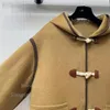 Jaqueta de lã dupla face com fivela de couro de cor premium