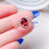 Cluster Rings Fashion Silver Heart Ring For Daily Wear 6mm 8mm 1Ct Natural Garnet Solid 925 SMYELLT