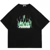 Mens Tshirts Hip Hop Men Tshirts Streetwear Fire Flame Tryckt Kort ärm T -shirt Harajuku Cotton Loose Summer Y2K Clothes Tops 230403