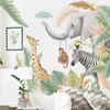 Muurstickers grote jungle dieren behang kinderkamer jongens kamer slaapkamer decoratie wilde giraf luipaard zebra wallpaper vinyl 230403