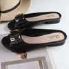 Summer Slippers Women Square Buckle Casual Peep Toe Beach Shoes Fashion Flat Chunky Heels Sandalias Zapatillas Mujer