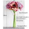 Dekorativa blommor konstgjorda anemon hortensia bukett silk hem dekoration bröllop brud buketter flores artificales vita