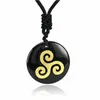 Pendentif Colliers Pierre Naturelle À La Main Sculpter Spirale Reiki Symbole Collier Améthyste Rose Quartz Obsidienne Guérison Bijoux En Cristal