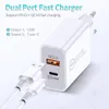 18W 20W Fast Phone Charger Dual Port USB Type-C PD Wall Charging för EU/US/UK/AU-kontakt med detaljhandelslådan