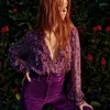 Women's Blouses 2023 Spring Ladies Shirt Floral Print Front Button Ruffle Lapel Long Sleeve