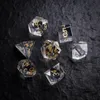 Beads Other White Crystal DND Dice Set Handmade Engraved Logo D20 D6 Polyhedral For TRPG COC D&D Board Table Games GiftsOther