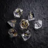 Kralen andere witte kristal DND dobbelstenen set handgemaakt gegraveerd logo d20 d6 polyedral voor trpg coc dd bord tafelspellen cadeaus