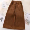 Gonne Autunno Inverno Collant di jeans Elastico in vita da donna Rilassato Casual Collant a metà polpaccio Abito da donna vintage senza spalline in tinta unita 230403