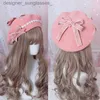 Berets Soft Sweet daisy Bow Hat French Biscuit Hat Beret Wool Painter Side Fold Hairpin Lolita Accessory Sweet Cute FemaleL231103