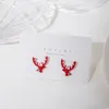 Stud Earrings Vintage Red Antler Are Fashionable And Lovely. They Used As Gifts For Female Girlfriends Christmas Parties