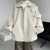 남자 블렌드 gmiixder 스트리트웨어 모직 코트 2023 가을 겨울 소수 라펠 재킷 미국 레트로 느슨한 캐주얼 비대칭 231102