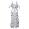 Casual Dresses Summer In European And American Printed Sexy V-neck Shoulder Strap Irregular Dress For Women/S-2XL