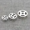 Pierres précieuses en vrac, perles de pneu en argent Sterling 925 avec conception de pièces de monnaie pour bracelet 6mm 8mm 10mm