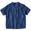 メンズカジュアルシャツkapital hirata hohiro blue dyed高品質のデニムコットンプリントステッチ女性と男性