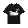 Rhude Designer Heren Shorts Sumer Rhude X McLaren Letter Borduurde Rapel Pullover RhiNes T-shirt 1 1 en dames korte mouw S-XL Men passen rhuss kort 8831