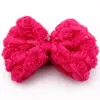 장식용 꽃 20pcs Rosette Bow Triplex Row Chiffon Rose Classic Flower Bow Knot Solid Hair Bows 출생 액세서리 클립없이