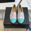 chaussures en toile mocassins espadrilles 100% cuir véritable designer en peau d'agneau Eté printemps Appartements taille 34-42 Chaussures femme confortable décontracté décontracté luxe cap toe Quilting