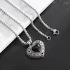 Hänge halsband vintage hjärta gawu box halsband romantisk svart sten öppningsbar po för kvinnor jubileum smycken gåva mor