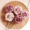 Flores decorativas D-Seven Artificial 25pcs Mauve ombre Roses com caule para buquês de casamento de diy