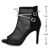 Primavera Sexy Mesh Stivaletti Sandali Donna Peep Toe Tacchi a spillo Moda Stivaletti con zip Ladies Club Party Scarpe da ballo Big Size 41 230403