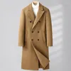 Giacche da uomo Trench da uomo in misto lana Autunno Inverno Doppio petto lungo pisello 2023 Moda casual Risvolto classico Cappotto classico da uomo