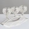 Titulares de vela 3 braços Candelabras Crystal Arch Bridge Boble Bowl Teclaight Sticks Ornamento Romântico para Decoração de Casamento em Casa 230403