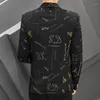 Herenpakken boetiek groot formaat modebedrijf slanke heren casual elegante prints veelzijdige trendy heren Koreaanse formele jurk blazer