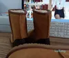 Botas de neve femininas mini botas curtas de tricô de couro manter botas quentes com saco de pó de cartão