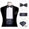 Taille-kettingbanden Zwart Paisley Men Cummerbund Silk Bloem Bow Tie Set Pocket Square Cufflink Formele Tuxedo Suit-accessoires Barry.wang B-100 230403