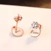 European Vintage Round LOVE Letter s925 Silver Stud Earrings Jewelry Charm Women Shiny 3A Zircon Rose Gold Earrings for Women Wedding Party Valentine's Day Gift SPC